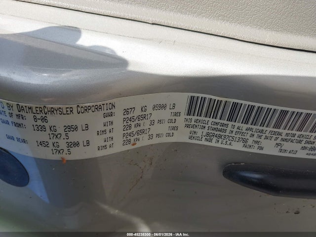 Aukcja sprzedaży 2007 Jeep Grand Cherokee Laredo, vin: 1J8GR48K97C513766, numer aukcji: 45238300