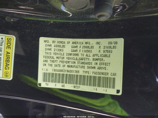 Продажа на аукционе авто 2009 Acura Tl 3.5, vin: 19UUA86219A001365, номер лота: 45238336