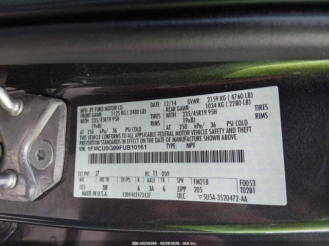 1FMCU0G99FUB10161 Ford ESCAPE SE