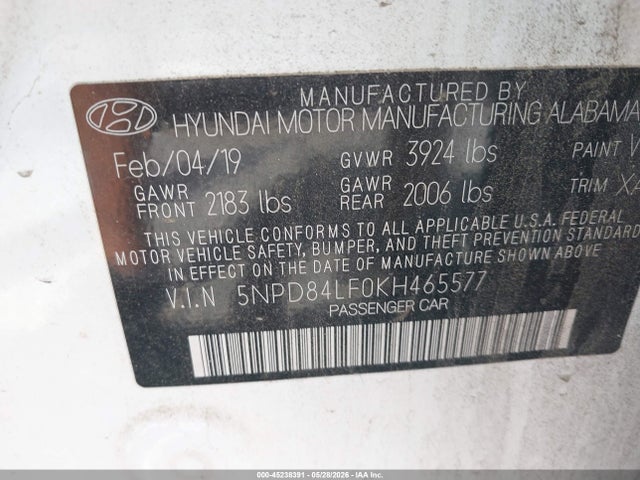 Hyundai ELANTRA SEL 2019 5NPD84LF0KH465577 Image 9