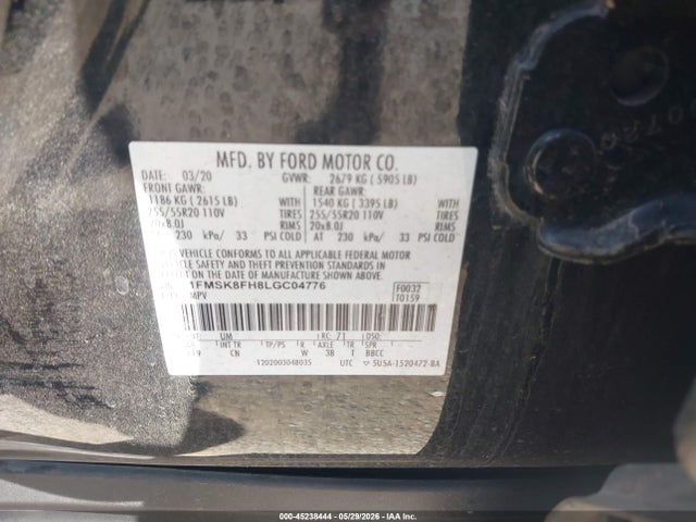 Ford Explorer Limited 2020 1FMSK8FH8LGC04776 Image 9