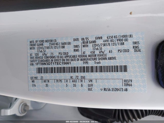 Aukcja sprzedaży 2026 Ford F-350 Xlt, vin: 1FT8W3DT1TEC15661, numer aukcji: 45238480