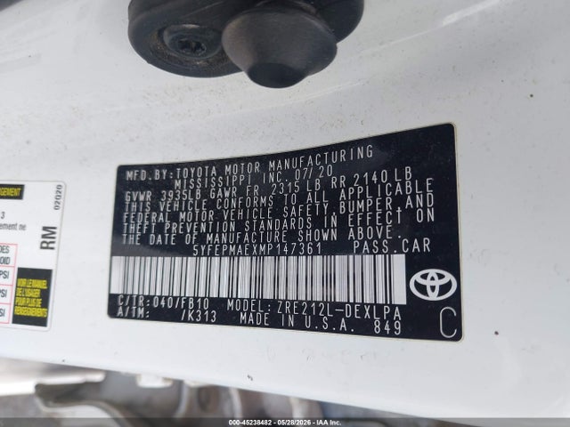 5YFEPMAEXMP147361 Toyota COROLLA LE