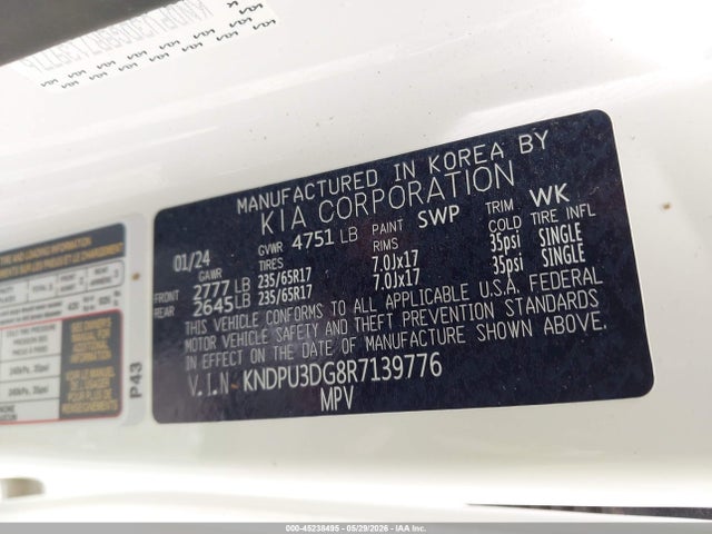 KNDPU3DG8R7139776 KIA Sportage Hybrid Lx