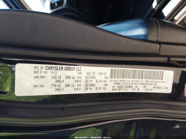 2011 Dodge Durango Citadel მანქანა იყიდება აუქციონზე, vin: 1D4SE5GT1BC695651, აუქციონის ნომერი: 45238517