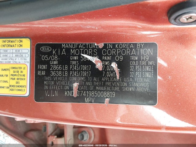 Продаж на аукціоні авто 2009 Kia Borrego Lx, vin: KNDJJ741985008819, номер лоту: 45238548