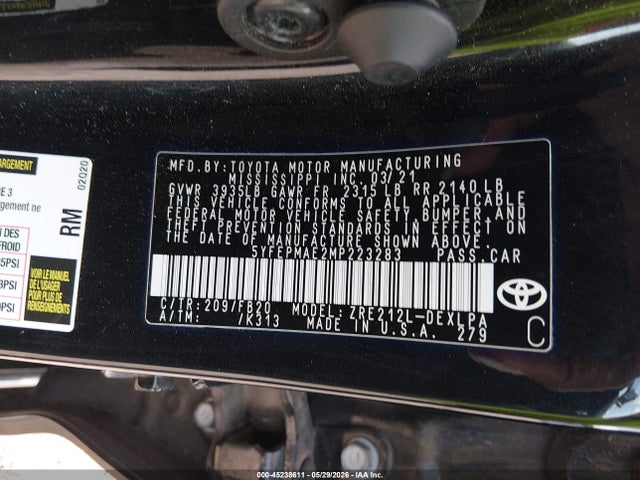 Toyota COROLLA LE 2021 5YFEPMAE2MP223283 Image 9