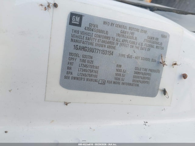 Aukcja sprzedaży 2007 Chevrolet Express Ls, vin: 1GAHG39U771153154, numer aukcji: 45238616