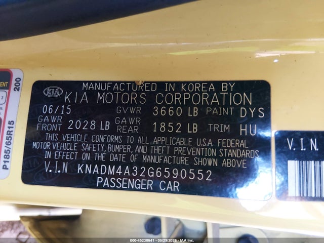 KIA RIO LX 2016 KNADM4A32G6590552 Image 9