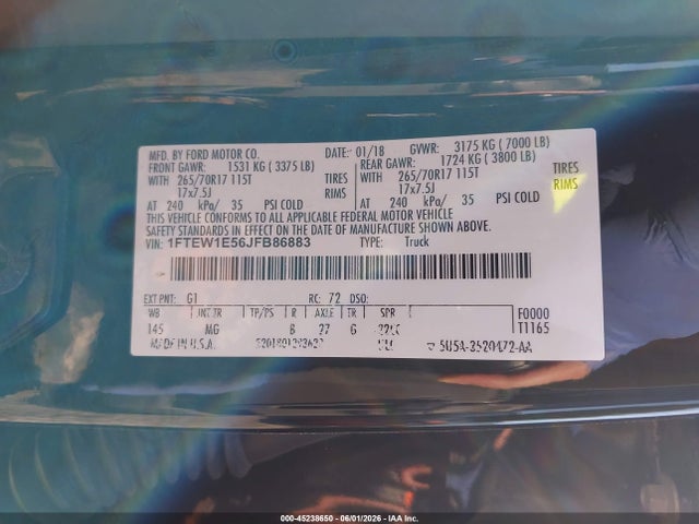 Ford F-150 Xlt 2018 1FTEW1E56JFB86883 Image 9