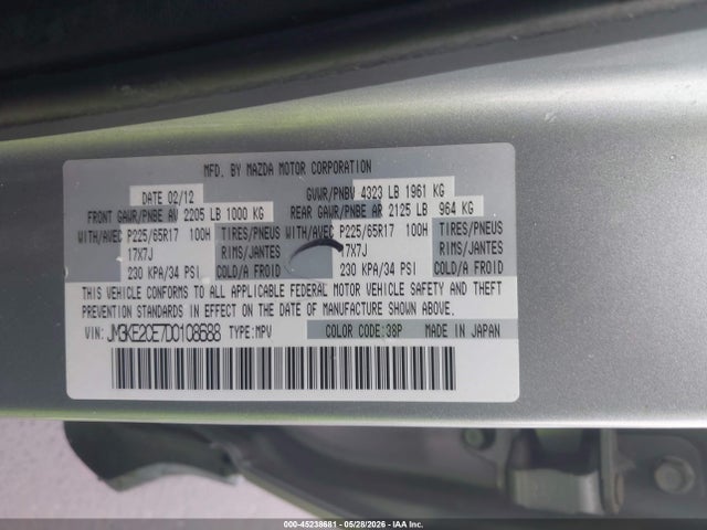 Aukcja sprzedaży 2013 Mazda Cx-5 Touring, vin: JM3KE2CE7D0108688, numer aukcji: 45238681