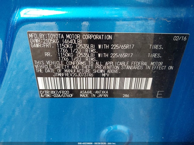 Toyota RAV4 LE 2016 JTMBFREV2GJ073746 Image 9