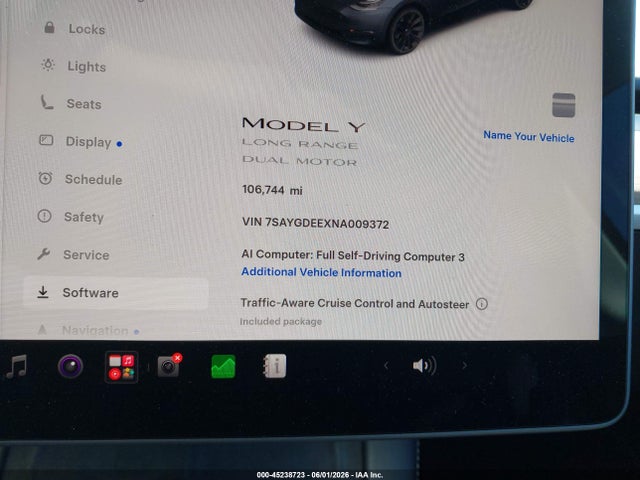 Aukcja sprzedaży 2022 Tesla Model Y Long Range Dual Motor All-wheel Drive, vin: 7SAYGDEEXNA009372, numer aukcji: 45238723