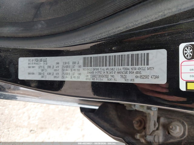 2019 Ram 1500 Tradesman  4x2 6'4 Box მანქანა იყიდება აუქციონზე, vin: 1C6RRECT2KN547932, აუქციონის ნომერი: 45238821