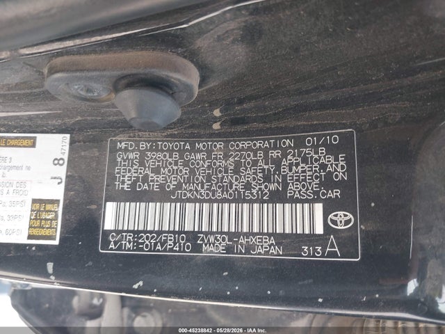 Продаж на аукціоні авто 2010 Toyota Prius Ii, vin: JTDKN3DU8A0115312, номер лоту: 45238842