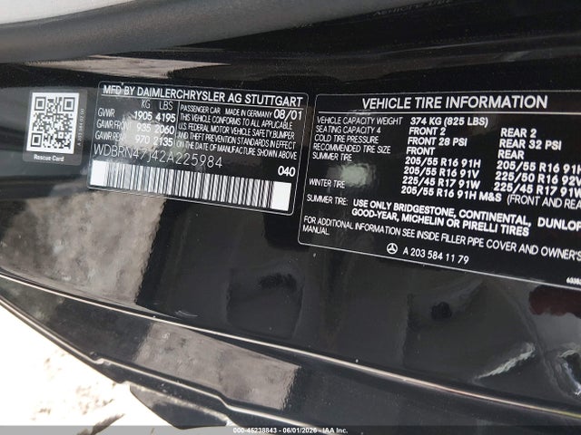 Auction sale of the 2002 Mercedes-benz C 230, vin: WDBRN47J42A225984, lot number: 45238843
