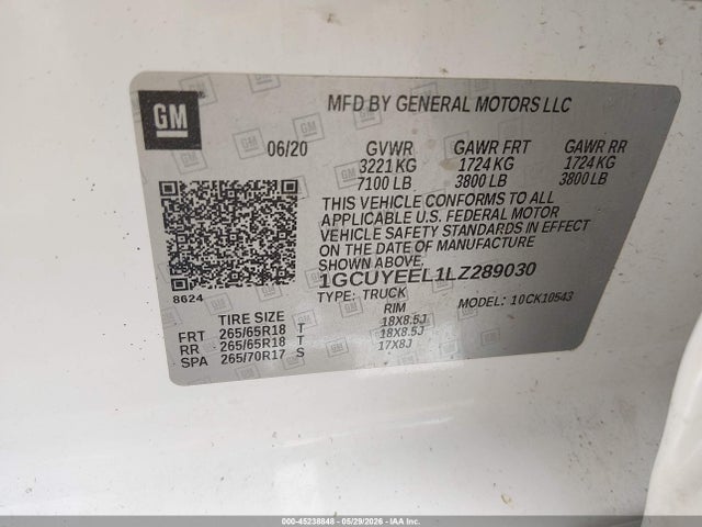 1GCUYEEL1LZ289030 Chevrolet Silverado 1500 4wd Short Bed Rst