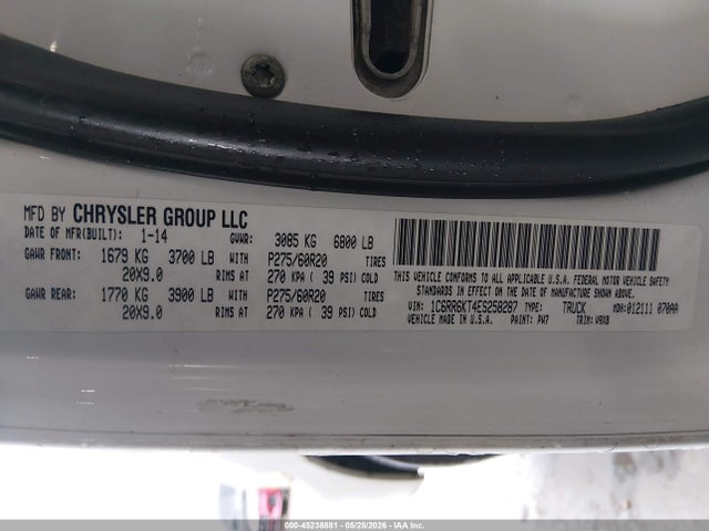 45238881 :رقم المزاد ، 1C6RR6KT4ES258287 vin ، 2014 Ram 1500 Express مزاد بيع