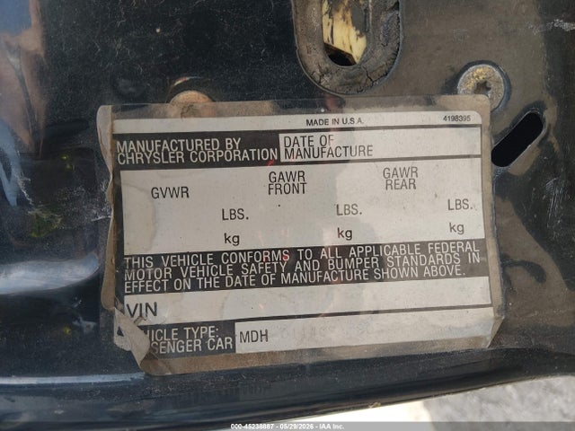 Auction sale of the 1985 Chrysler Lebaron, vin: 1C3BC56D3FF201537, lot number: 45238887