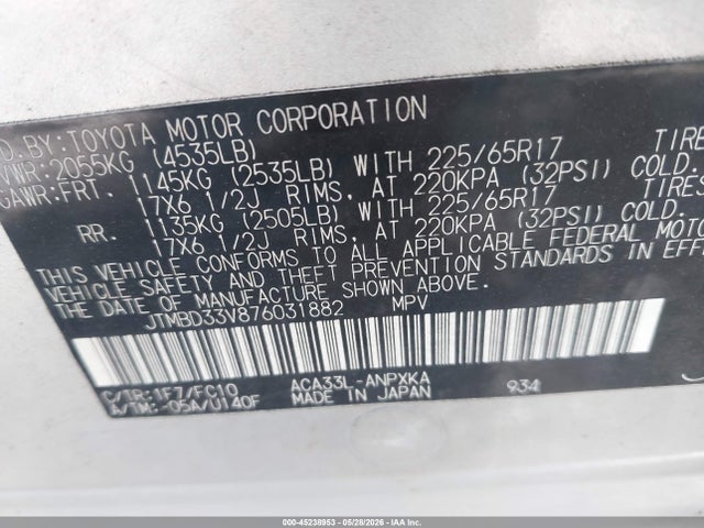 Aukcja sprzedaży 2007 Toyota Rav4, vin: JTMBD33V876031882, numer aukcji: 45238953