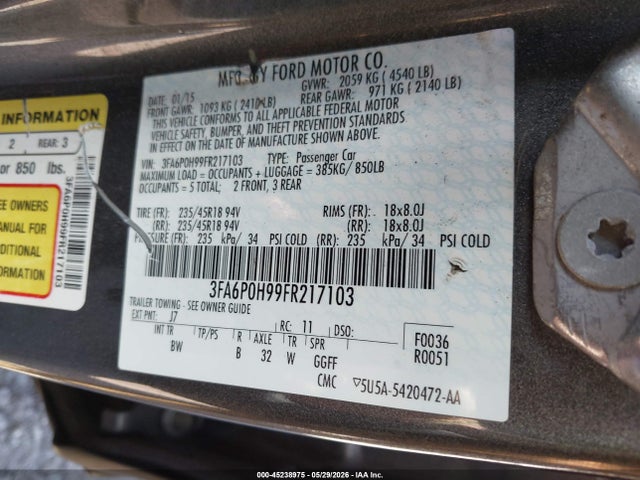 Aukcja sprzedaży 2015 Ford Fusion Se, vin: 3FA6P0H99FR217103, numer aukcji: 45238975