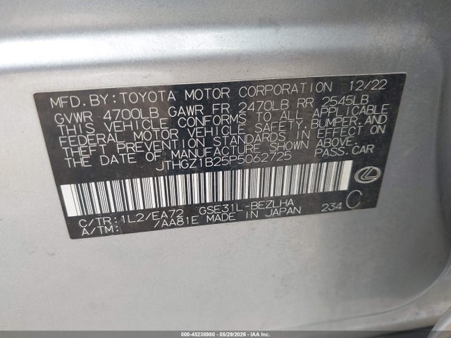 JTHGZ1B25P5062725 Lexus Is 350 F Sport