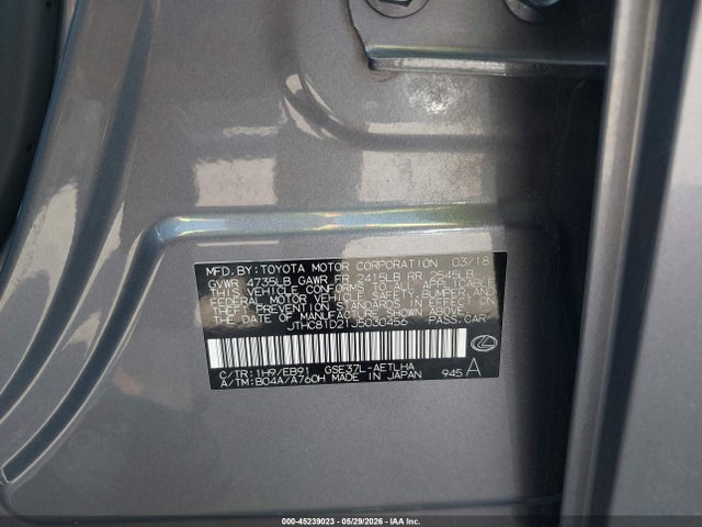 Продаж на аукціоні авто 2018 Lexus Is 300, vin: JTHC81D21J5030456, номер лоту: 45239023