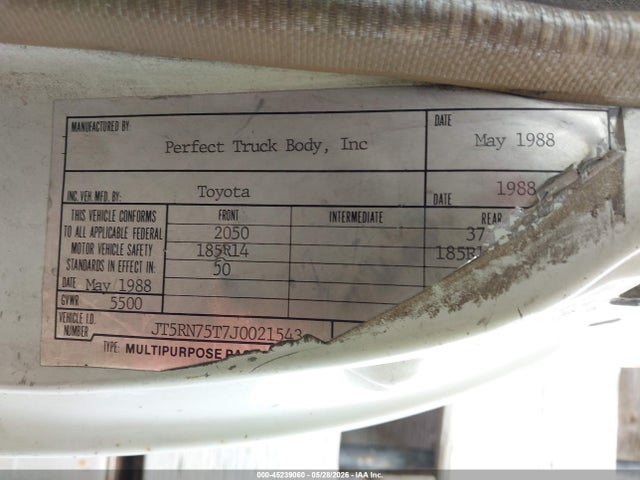 Продаж на аукціоні авто 1988 Toyota Pickup Cab Chassis Rn75, vin: JT5RN75T7J0021543, номер лоту: 45239060