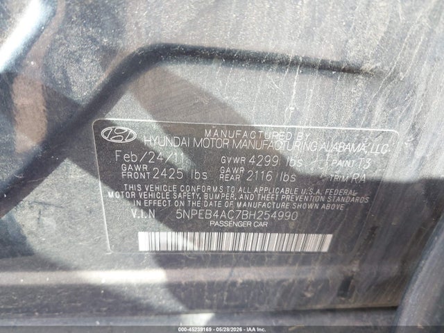 Продаж на аукціоні авто 2011 Hyundai Sonata Gls, vin: 5NPEB4AC7BH254990, номер лоту: 45239169