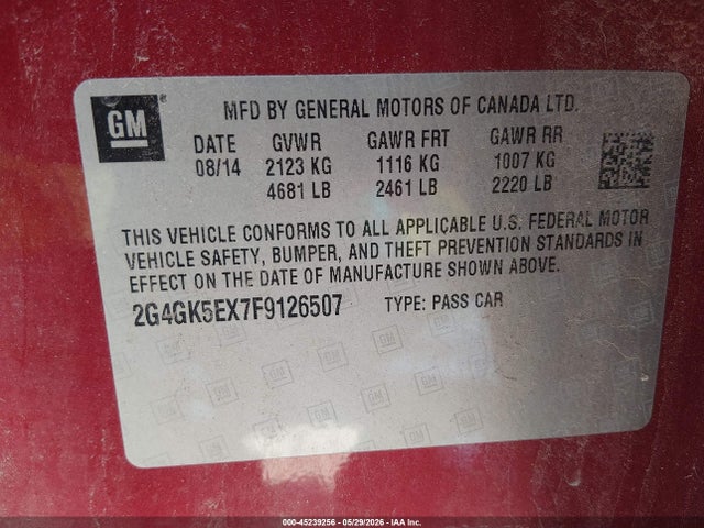Продажа на аукционе авто 2015 Buick Regal Turbo, vin: 2G4GK5EX7F9126507, номер лота: 45239256