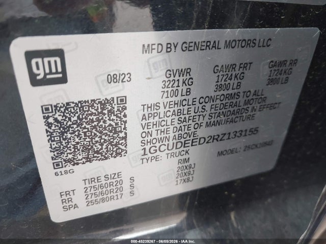 45239267 :رقم المزاد ، 1GCUDEED2RZ133155 vin ، 2024 Chevrolet Silverado 1500 4wd  Short Bed Rst مزاد بيع