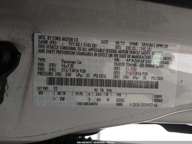 Продажа на аукционе авто 2014 Ford Focus Se, vin: 1FADP3F29EL146948, номер лота: 45239274
