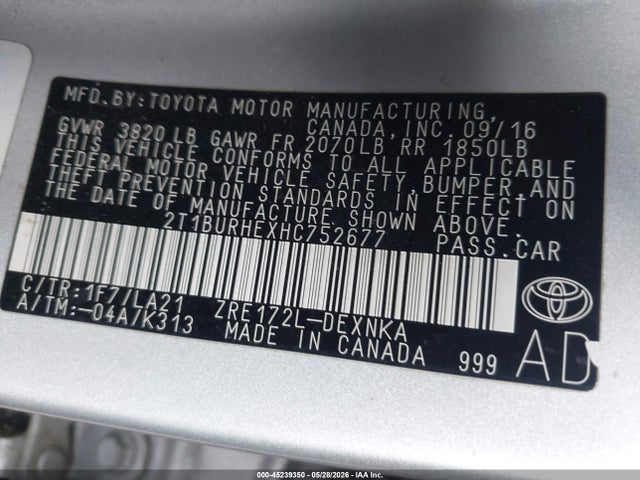Toyota Corolla Xle 2017 2T1BURHEXHC752677 Image 9