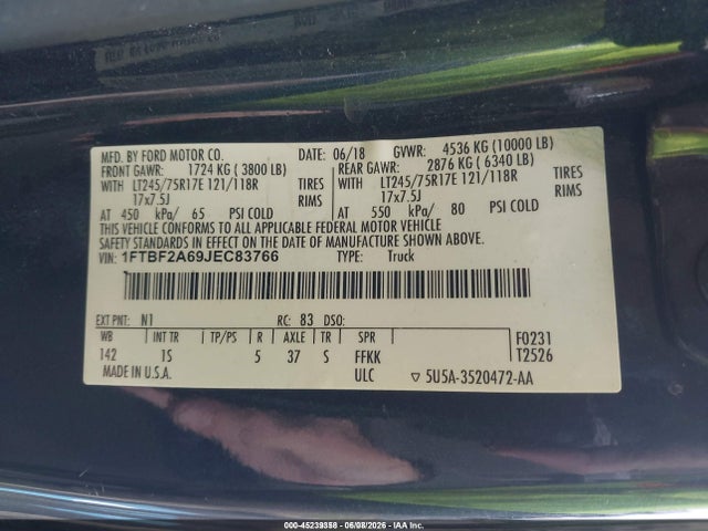 1FTBF2A69JEC83766 Ford F-250 Xl