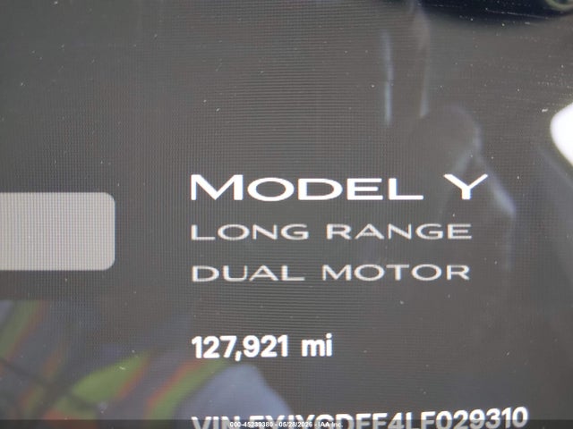 45239380 :رقم المزاد ، 5YJYGDEE4LF029310 vin ، 2020 Tesla Model Y Long Range Dual Motor All-wheel Drive مزاد بيع