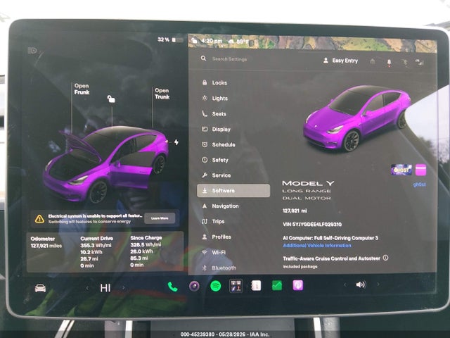 45239380 :رقم المزاد ، 5YJYGDEE4LF029310 vin ، 2020 Tesla Model Y Long Range Dual Motor All-wheel Drive مزاد بيع