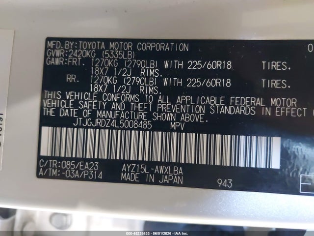 Продаж на аукціоні авто 2020 Lexus Nx 300h, vin: JTJGJRDZ4L5008485, номер лоту: 45239433