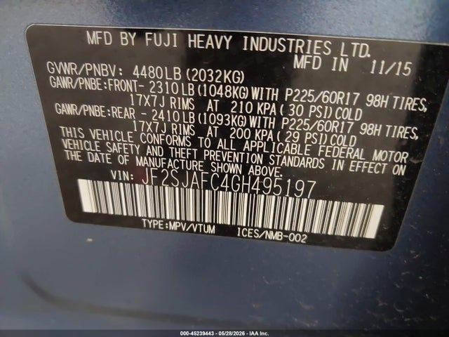 Subaru Forester 2.5i Premium 2016 JF2SJAFC4GH495197 Image 9