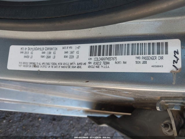 Продаж на аукціоні авто 2007 Chrysler Sebring, vin: 1C3LC46K07N557075, номер лоту: 45239449