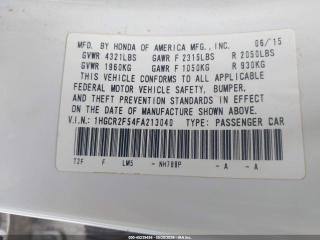 1HGCR2F54FA213040 Honda Accord Sport