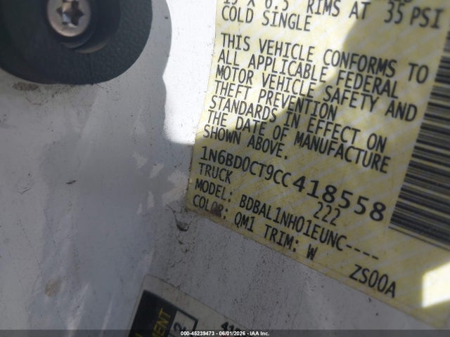 Aukcja sprzedaży 2012 Nissan Frontier S, vin: 1N6BD0CT9CC418558, numer aukcji: 45239473