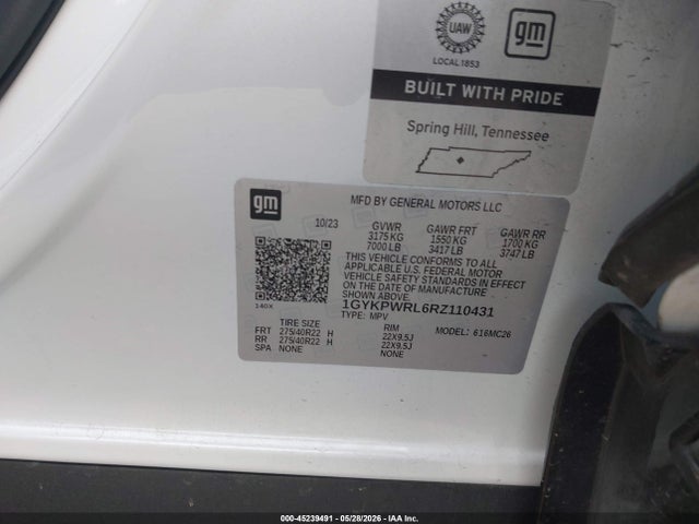 45239491 :رقم المزاد ، 1GYKPWRL6RZ110431 vin ، 2024 Cadillac Lyriq Sport W/1sk مزاد بيع
