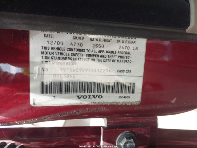 Продажа на аукционе авто 2004 Volvo V70 2.5t, vin: YV1SW59V942412294, номер лота: 45239529