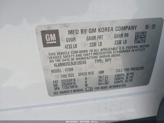KL4MMDSL9LB126249 Buick Encore Gx Fwd Select