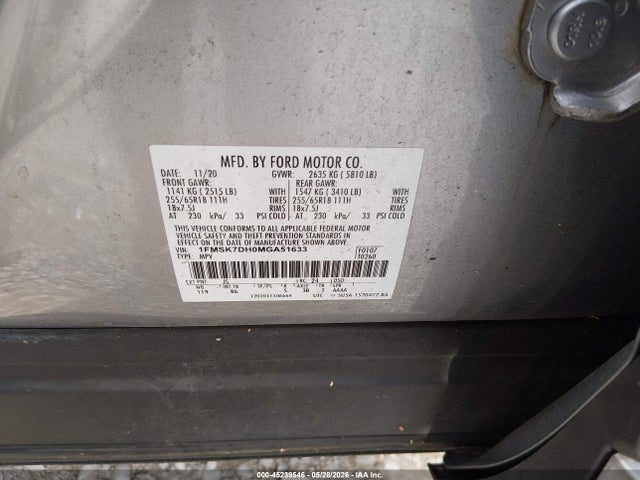 Ford EXPLORER XLT 2021 1FMSK7DH0MGA51633 Image 9