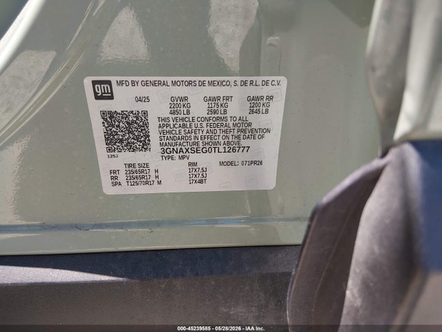 45239585 :رقم المزاد ، 3GNAXSEG0TL126777 vin ، 2026 Chevrolet Equinox Awd Activ مزاد بيع