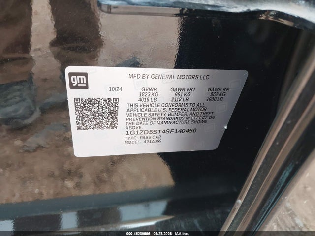 Aukcja sprzedaży 2025 Chevrolet Malibu Fwd 1lt, vin: 1G1ZD5ST4SF140450, numer aukcji: 45239606