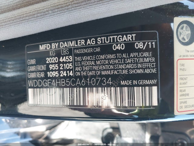 Aukcja sprzedaży 2012 Mercedes-benz C 250 Sport, vin: WDDGF4HB5CA610734, numer aukcji: 45239777