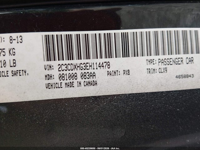 Aukcja sprzedaży 2014 Dodge Charger Sxt Plus, vin: 2C3CDXHG3EH114478, numer aukcji: 45239888