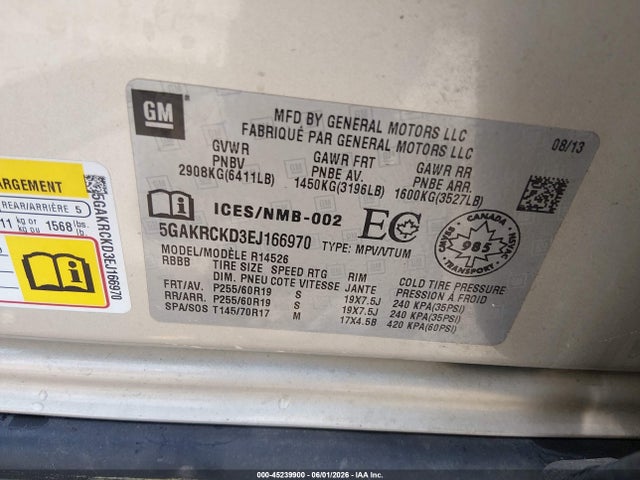 Aukcja sprzedaży 2014 Buick Enclave Premium, vin: 5GAKRCKD3EJ166970, numer aukcji: 45239900